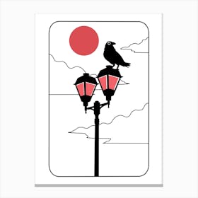 Crow On Lamppost Canvas Print