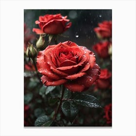 Rainy Roses Print Canvas Print