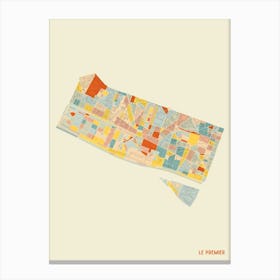 Paris France 1st Arrondissement Neighbourhood Map Canvas Print