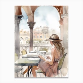 Reading In Venice Canvas Print