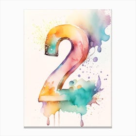 2, Number, Education Storybook Watercolour 1 Canvas Print