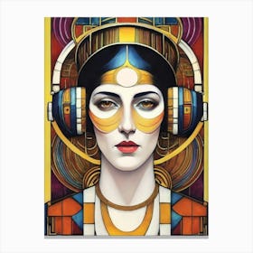 Woman With Headphones 23 Canvas Print