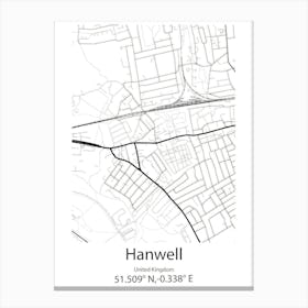 Hanwell,United Kingdom Minimalist Map Canvas Print