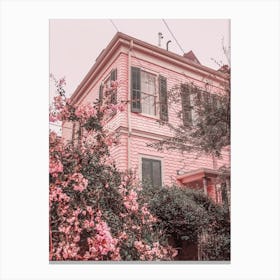 Pink Flowers Building, New Orleans Canvas Print