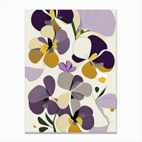 Pansy Wildflower Modern Muted Colours Canvas Print