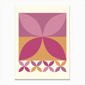 Pink - Retro, Geometrical Abstract Flowers Canvas Print