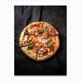 Pizza, blackboard — Food kitchen poster/blackboard, photo art Canvas Print