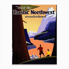 Pacific Northwest Wonderland, Travel Poster Canvas Print
