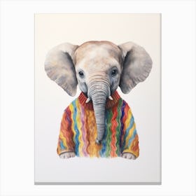 Baby Animal Wearing Sweater Elephant 3 Canvas Print