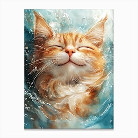 Orange Cat Floating on Water Canvas Print