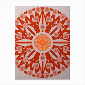 Geometric Glyph Circle Array in Tomato Red n.0073 Canvas Print