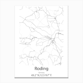 Roding,Germany Minimalist Map Lienzo