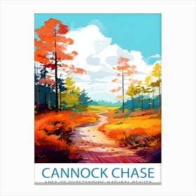 Cannock Chase Aonb Print Staffordshire Nature Reserve Art Cannock Chase Poster English Woodland Wall Decor Uk Wildlife Area Illustration 3 Canvas Print