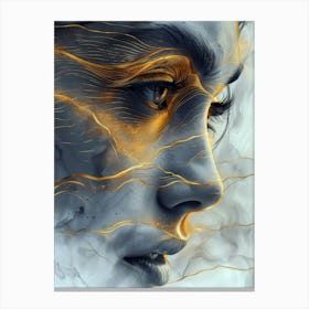 Abstract Of A Woman'S Face Extraordinary femininity woven with threads of gold 2 Canvas Print