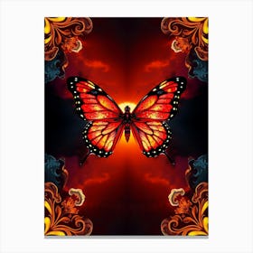 Butterfly On A Red sunset Canvas Print