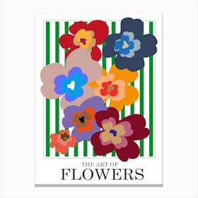 The Art Of Flowers Green Stripe Canvas Print