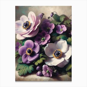 Anemones Floral Vintage Canvas Print