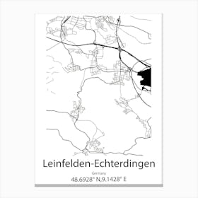 Leinfelden Echterdingen,Germany Minimalist Map Canvas Print