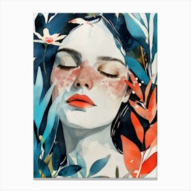 Watercolor Of A Woman Canvas Print