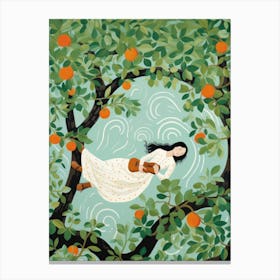 Girl In An Orange Tree 2 Canvas Print