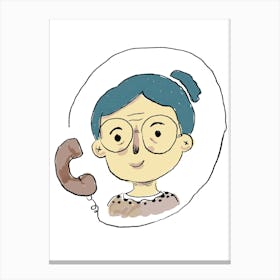 Old Lady On The Phone Canvas Print