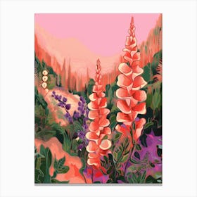 Boho Wildflower Painting Foxglove 1 Canvas Print