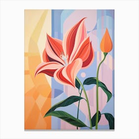 Gloriosa Lily 4 Hilma Af Klint Inspired Pastel Flower Painting Canvas Print