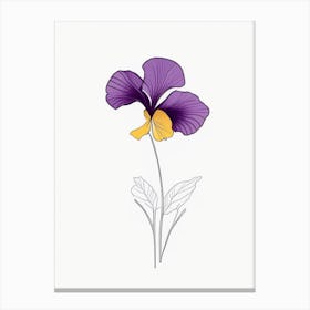 Pansy Floral Minimal Line Drawing 2 Flower Canvas Print