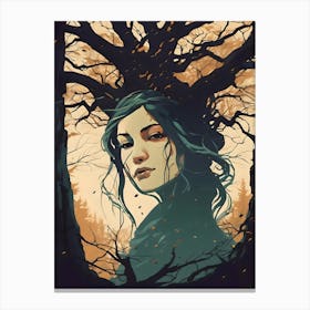 Autumn Tree Lady Canvas Print