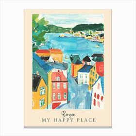 My Happy Place Bergen 3 Travel Poster Canvas Print