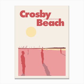 Crosby Beach, Travel Art (Pink) Canvas Print