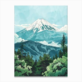 Mount Fuji Japan 11 Retro Illustration Canvas Print