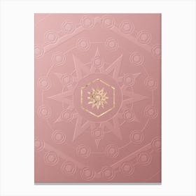 Geometric Gold Glyph on Circle Array in Pink Embossed Paper n.0151 Canvas Print