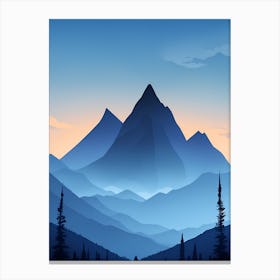 Misty Mountains Vertical Composition In Blue Tone 100 Canvas Print