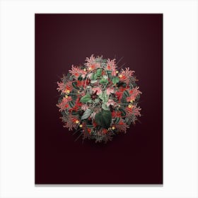 Vintage Twinning Red Cloak Floral Wreath on Wine Red n.0770 Canvas Print