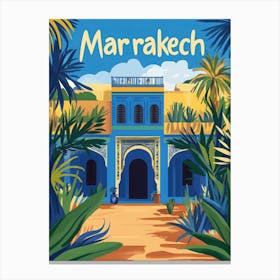 Aihrgdesign A Retro Travel Poster For Marrakech Canvas Print