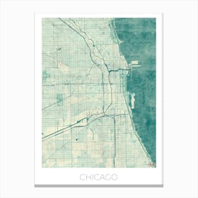 Chicago Map Vintage in Blue Canvas Print