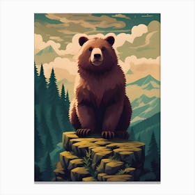 Bear In The Mountains 3 Canvas Print