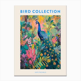 Peacock & The Leaves Painting 3 Poster Canvas Print