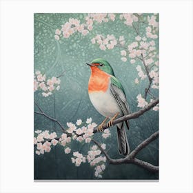 Ohara Koson Inspired Bird Painting European Robin 1 Canvas Print