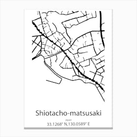 Shiotacho Matsusaki,Japan Minimalist Map Canvas Print