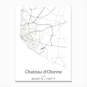 Chateau D Olonne,France Minimalist Map Canvas Print