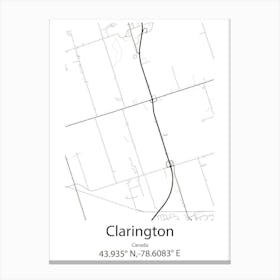 Clarington,Canada Minimalist Map Canvas Print