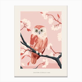 Minimalist Eastern Screech Owl Bird Poster Canvas Print