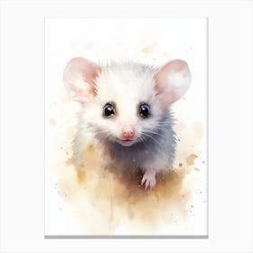 Light Watercolor Painting Of A Baby Possum 8 Canvas Print
