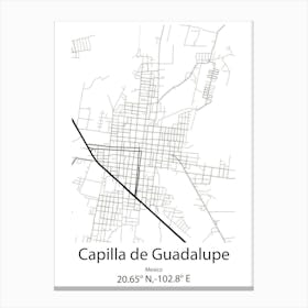 Capilla De Guadalupe,Mexico Minimalist Map Canvas Print