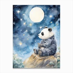 Panda Art Stargazing Watercolour 4 Canvas Print
