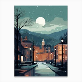 Winter Travel Night Illustration Belfast Northern Ireland 3 Canvas Print