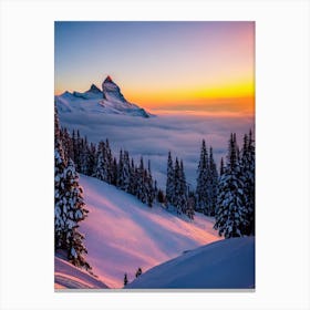 Zermatt, Switzerland 2 Sunrise Skiing Poster Canvas Print