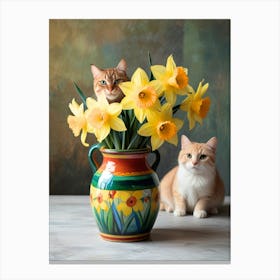 Daffodils In A Vase Canvas Print